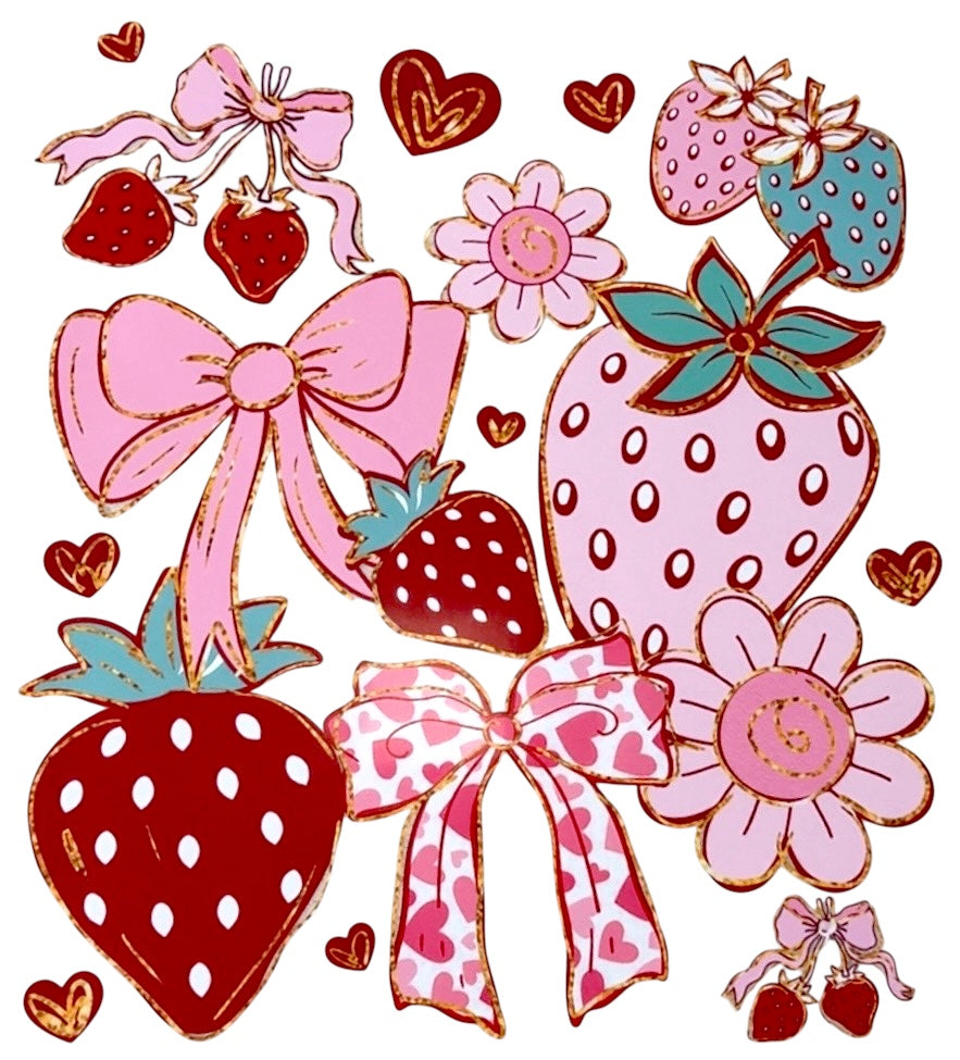 Strawberry & Bows Adult DTF Transfer